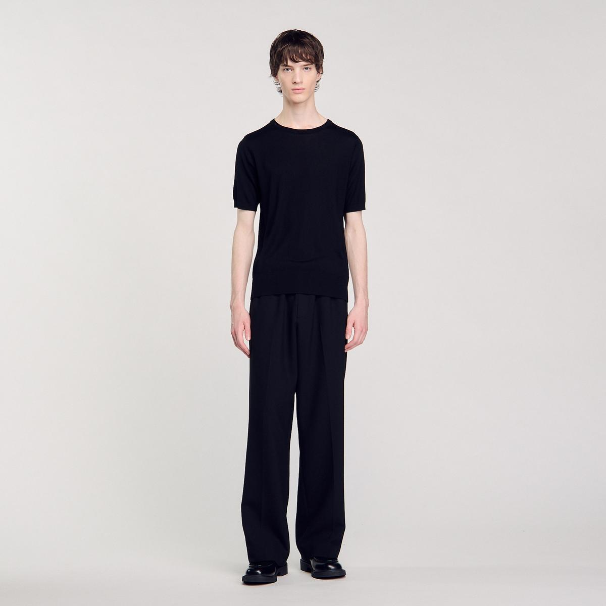 SANDROBisiklet Yaka Siyah Basic T-shirt