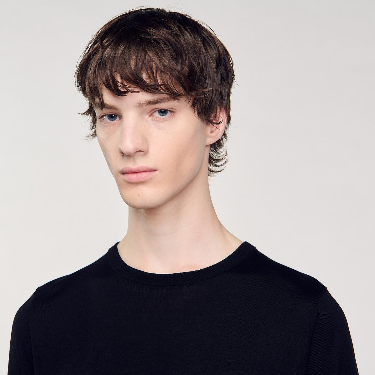 SANDROBisiklet Yaka Siyah Basic T-shirt