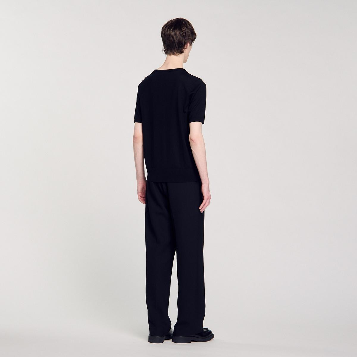 SANDROBisiklet Yaka Siyah Basic T-shirt
