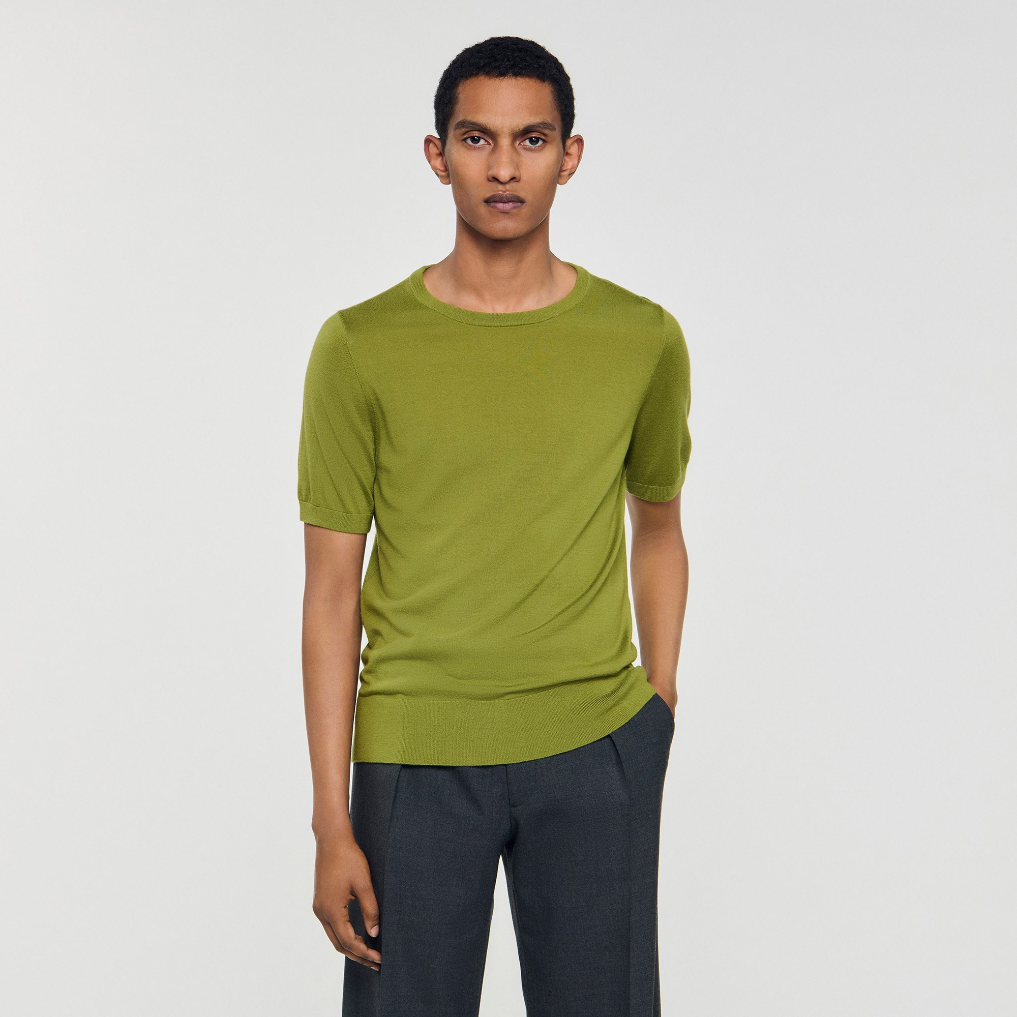 SANDROBisiklet Yaka Yeşil Basic T-shirt