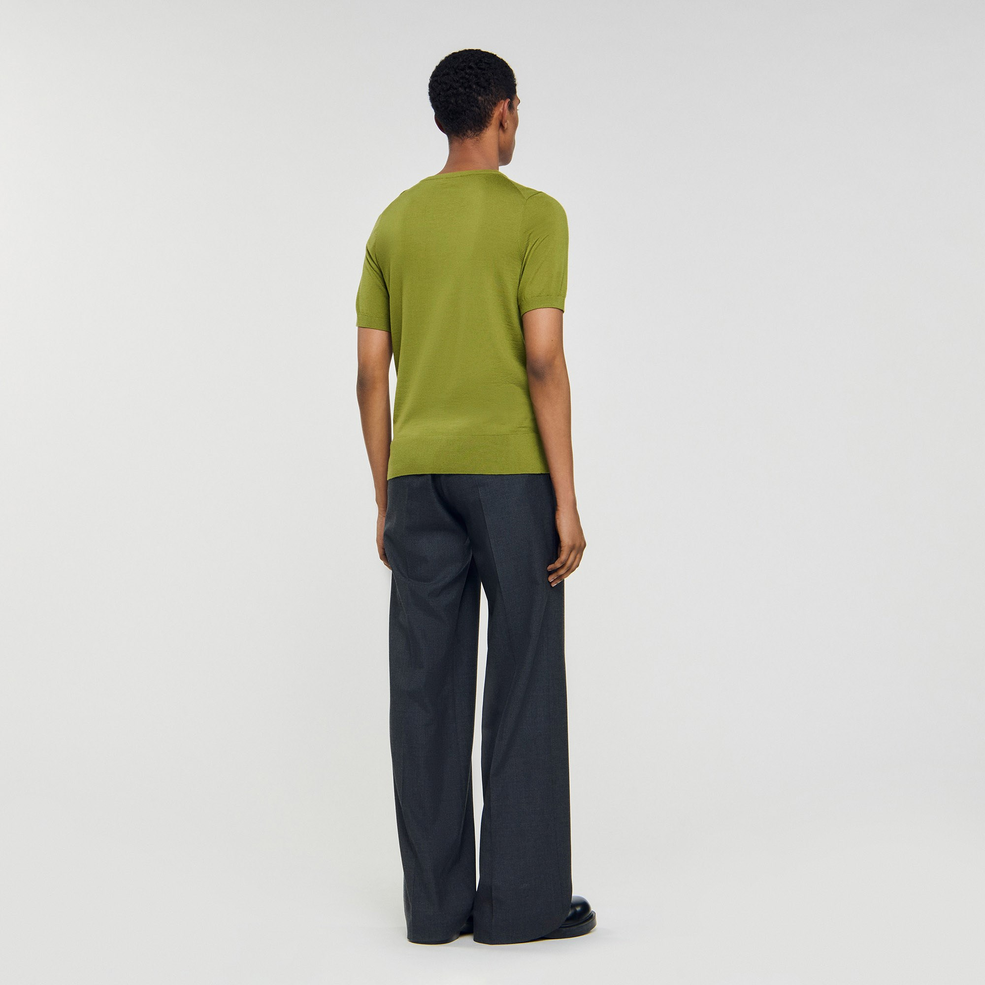 SANDROBisiklet Yaka Yeşil Basic T-shirt