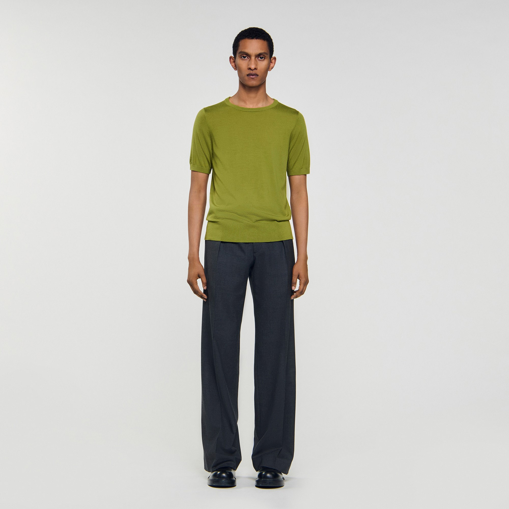 SANDROBisiklet Yaka Yeşil Basic T-shirt