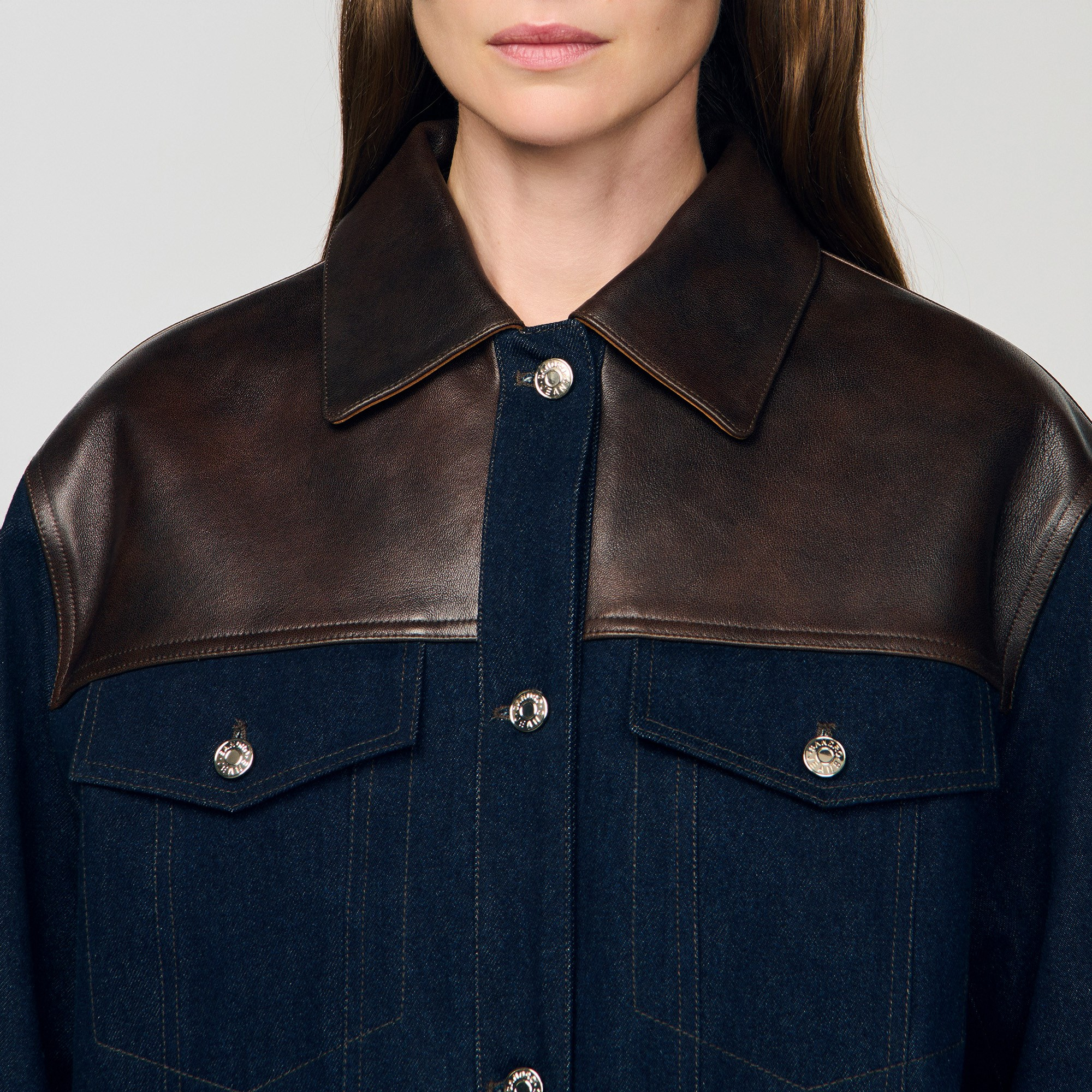 SANDRODeri Mix Denim Ceket