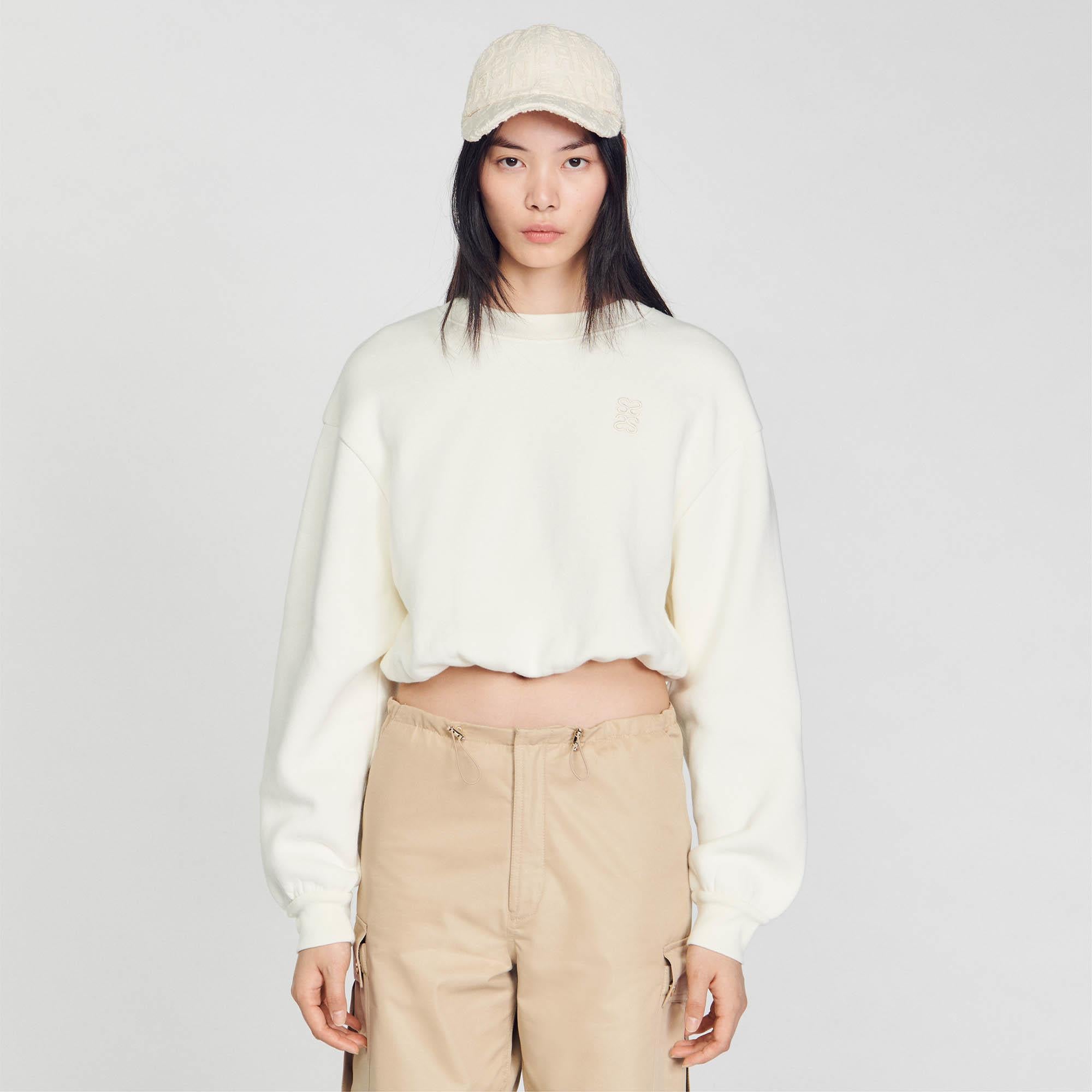 SANDROEkru Crop Sweatshirt