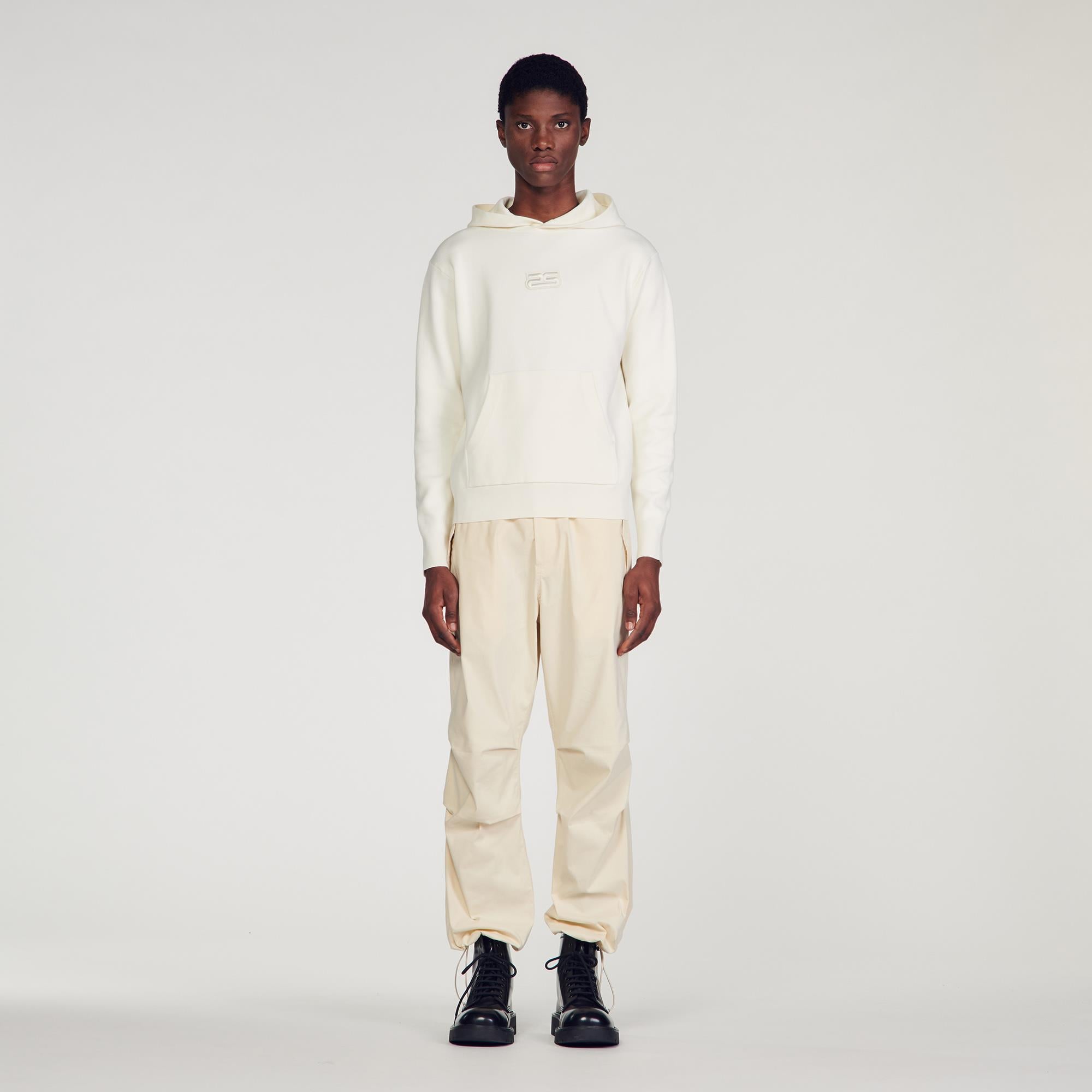 SANDROEkru Kapüşonlu Sweatshirt