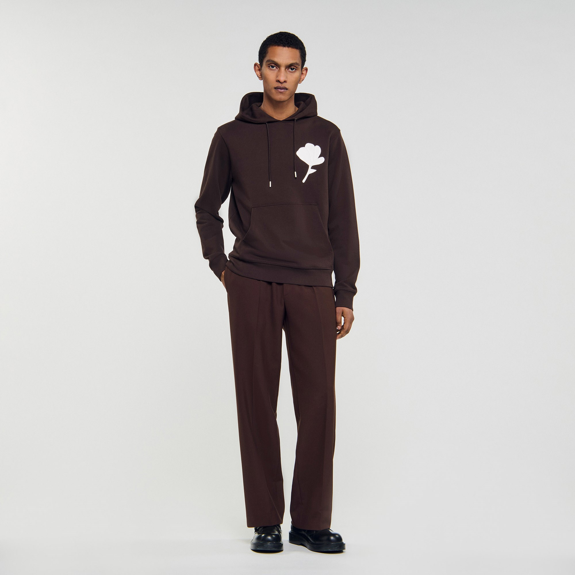 SANDROFloral Baskılı Kapüşonlu Sweatshirt