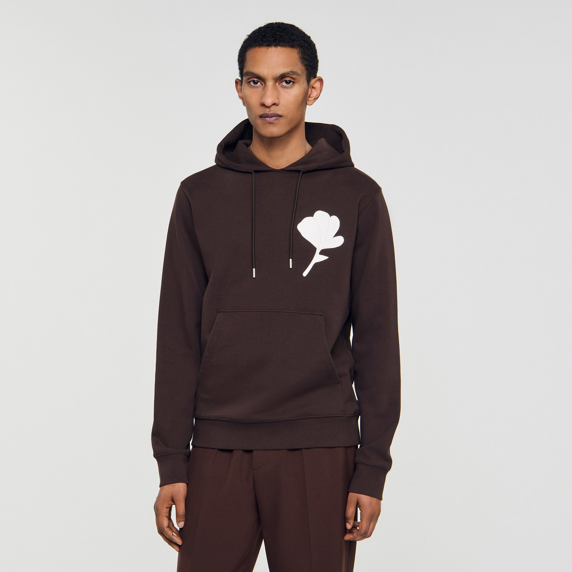 SANDROFloral Baskılı Kapüşonlu Sweatshirt