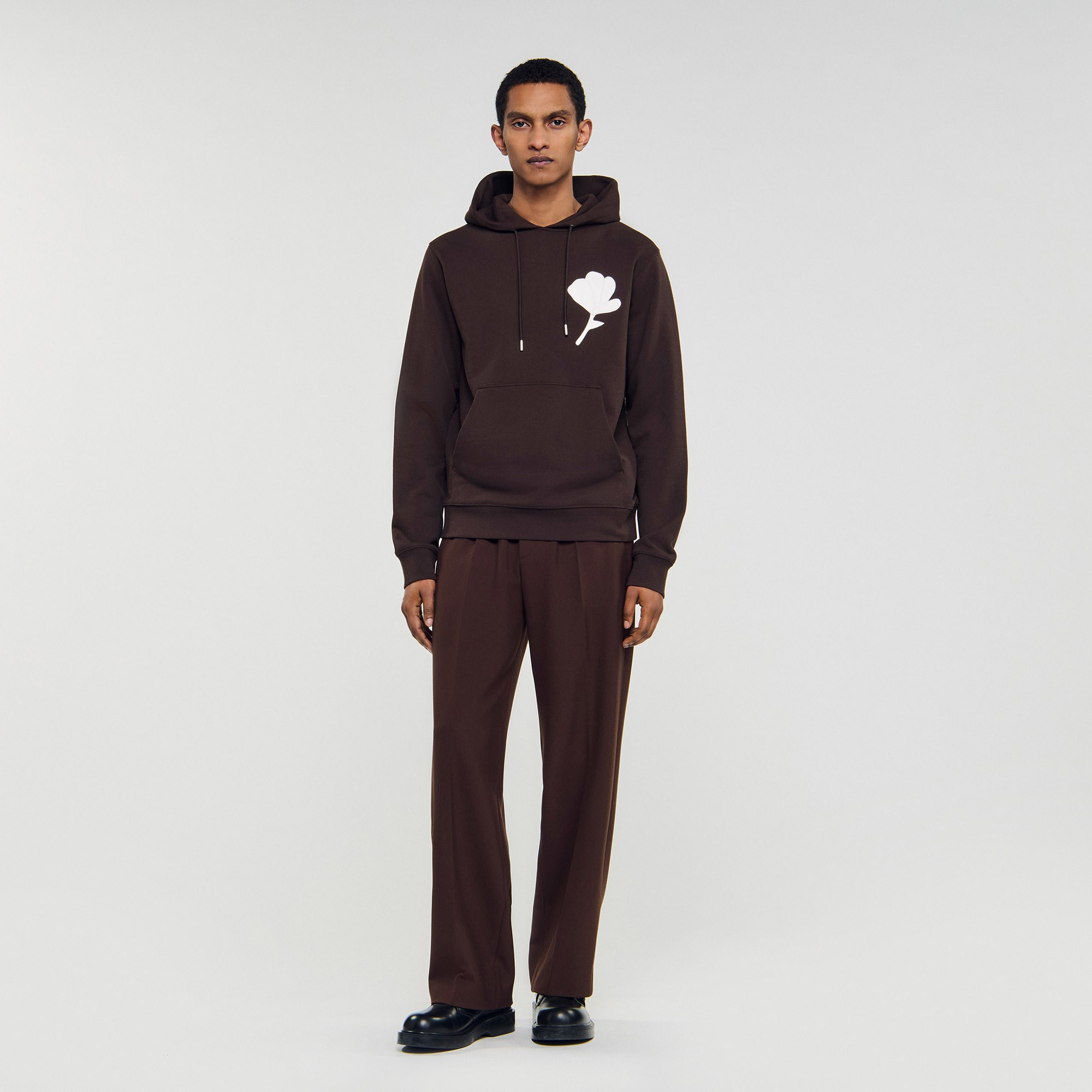 SANDROFloral Baskılı Kapüşonlu Sweatshirt