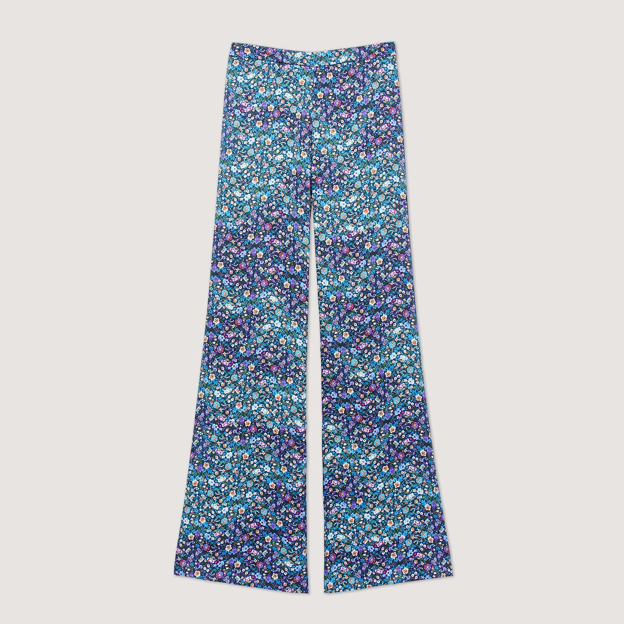 SANDROFloral Desen Saten Geniş Paça Pantolon