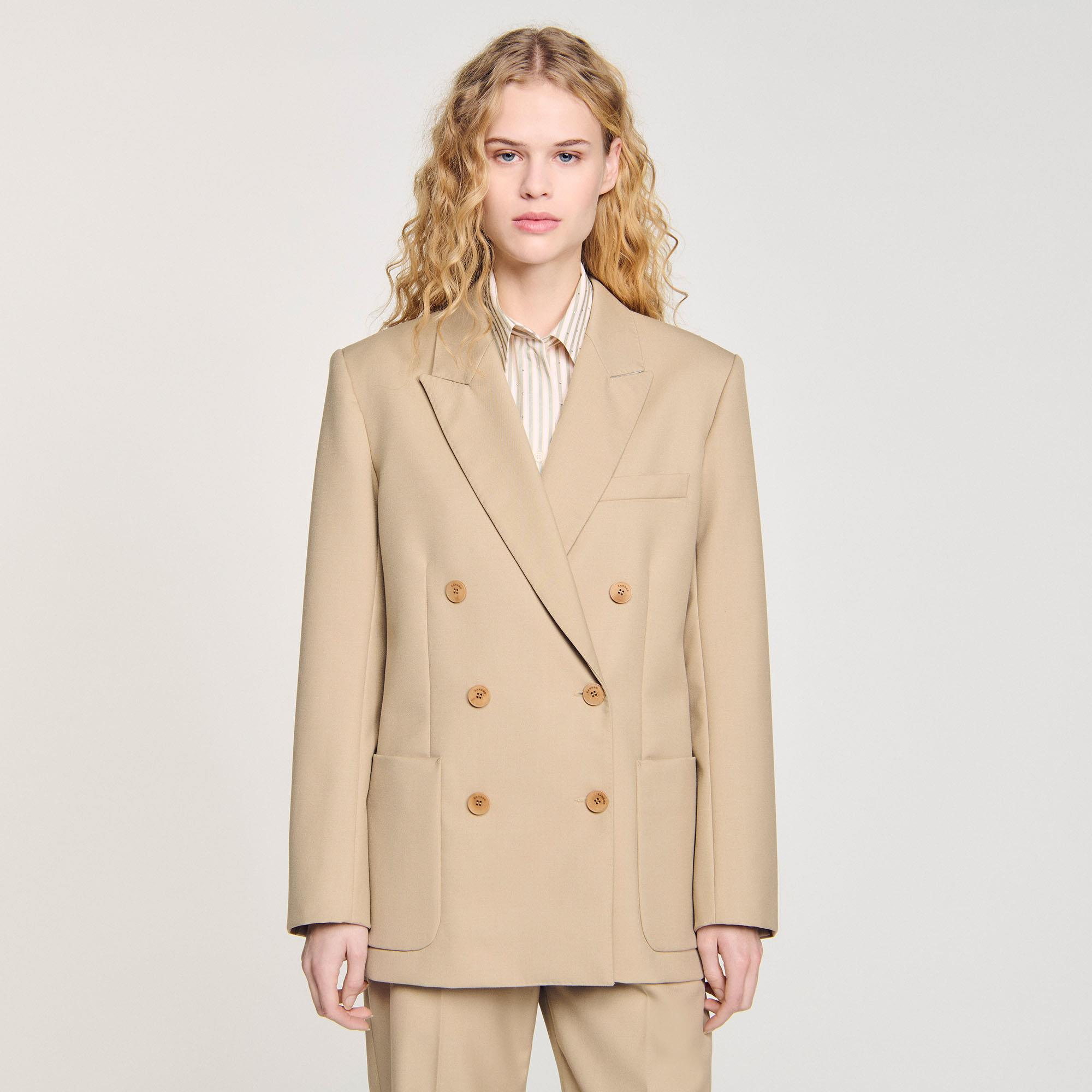 SANDROKruvaze Kapama Krem Blazer