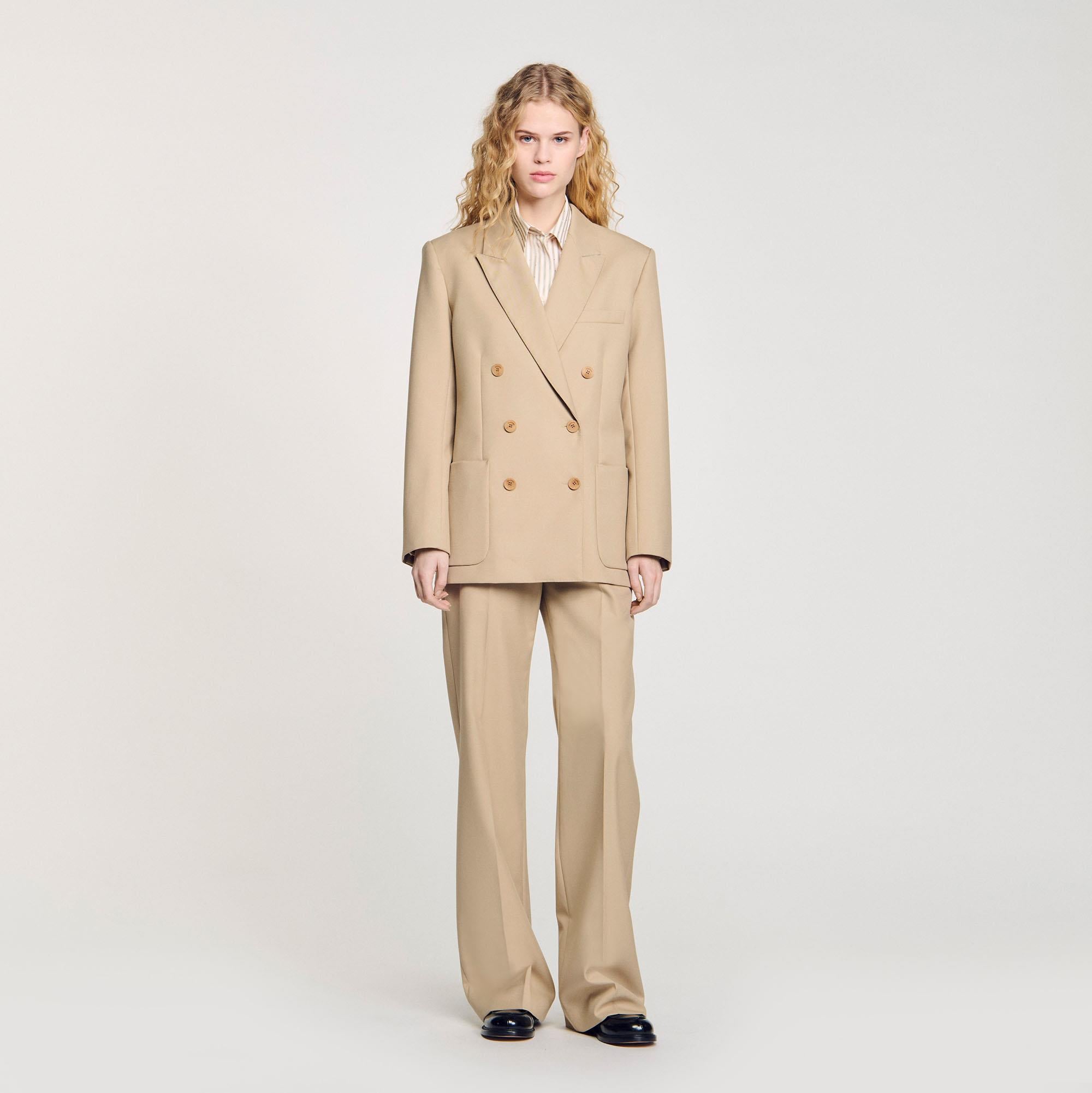 SANDROKruvaze Kapama Krem Blazer