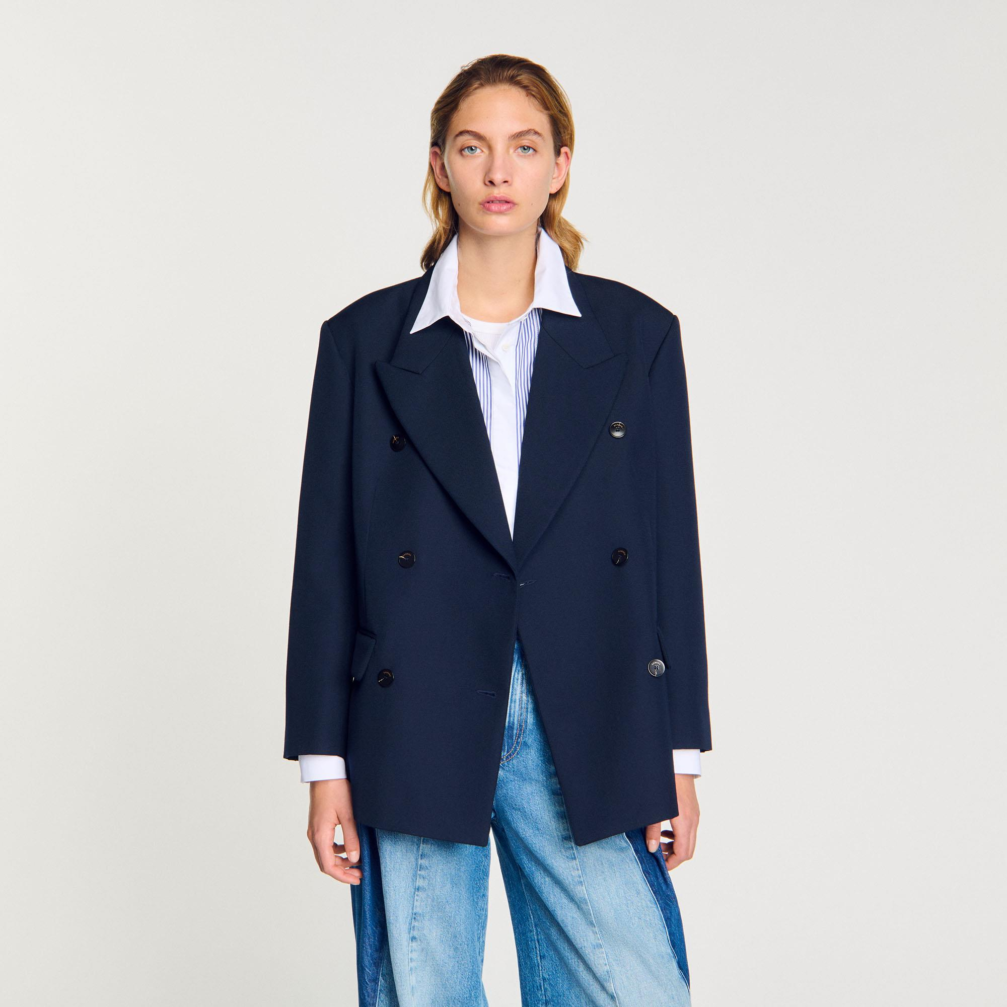 SANDROKruvaze Kapama Lacivert Blazer