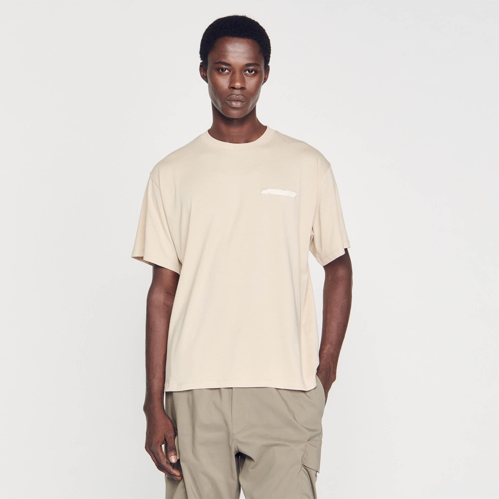 SANDROLogo Baskılı Bej T-shirt