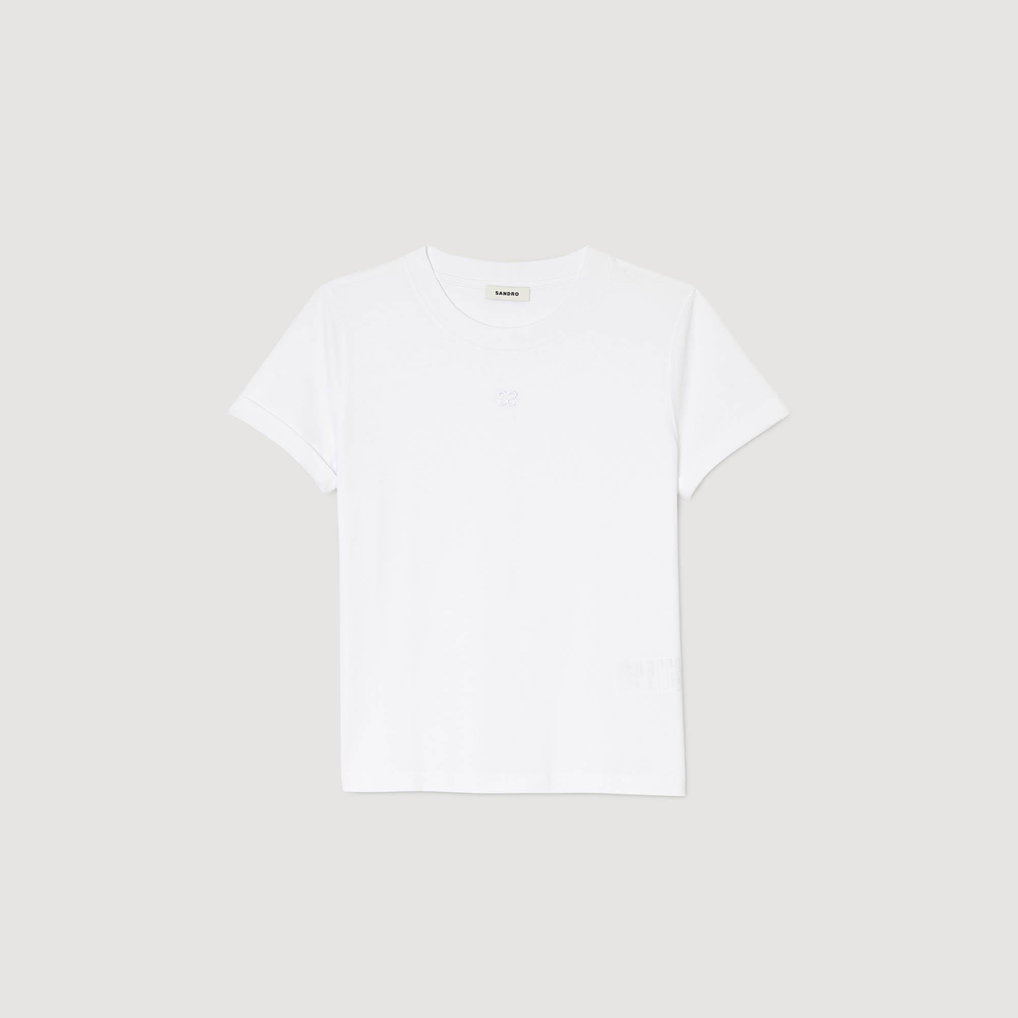 SANDROLogo Baskılı Beyaz Crop T-shirt