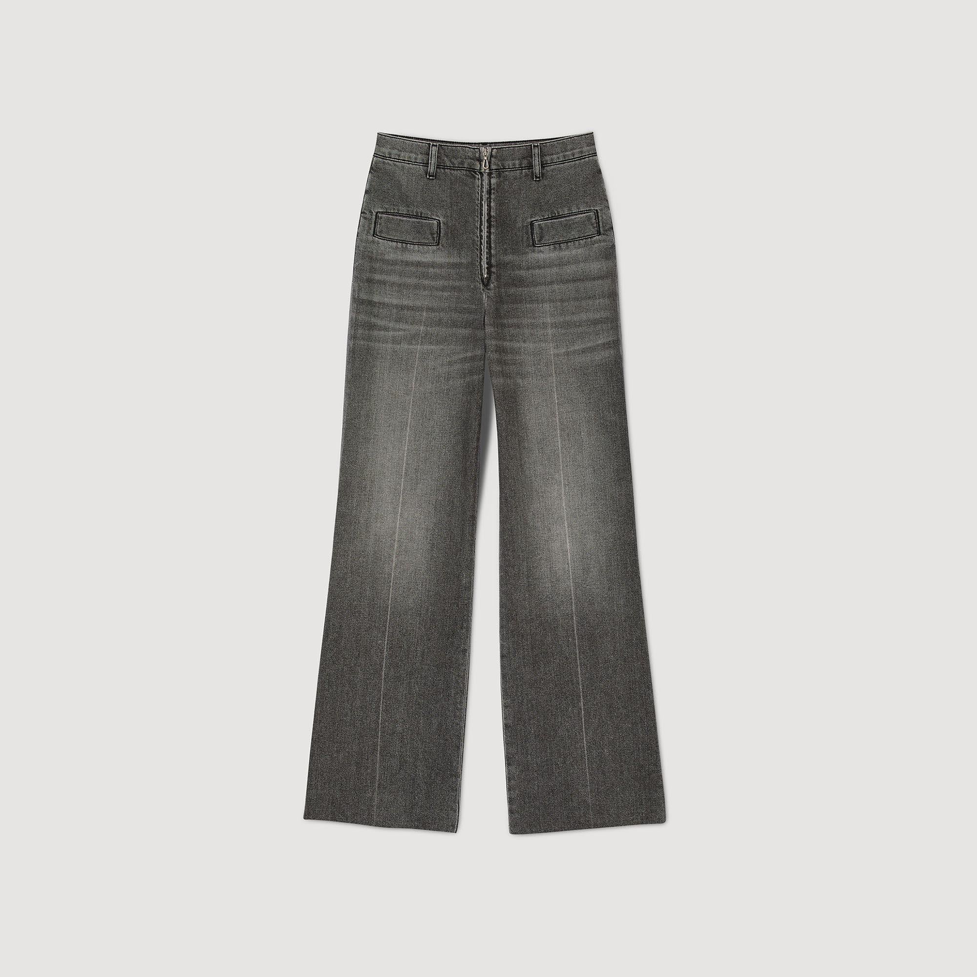 SANDROOversize Kesim Gri Jean Pantolon