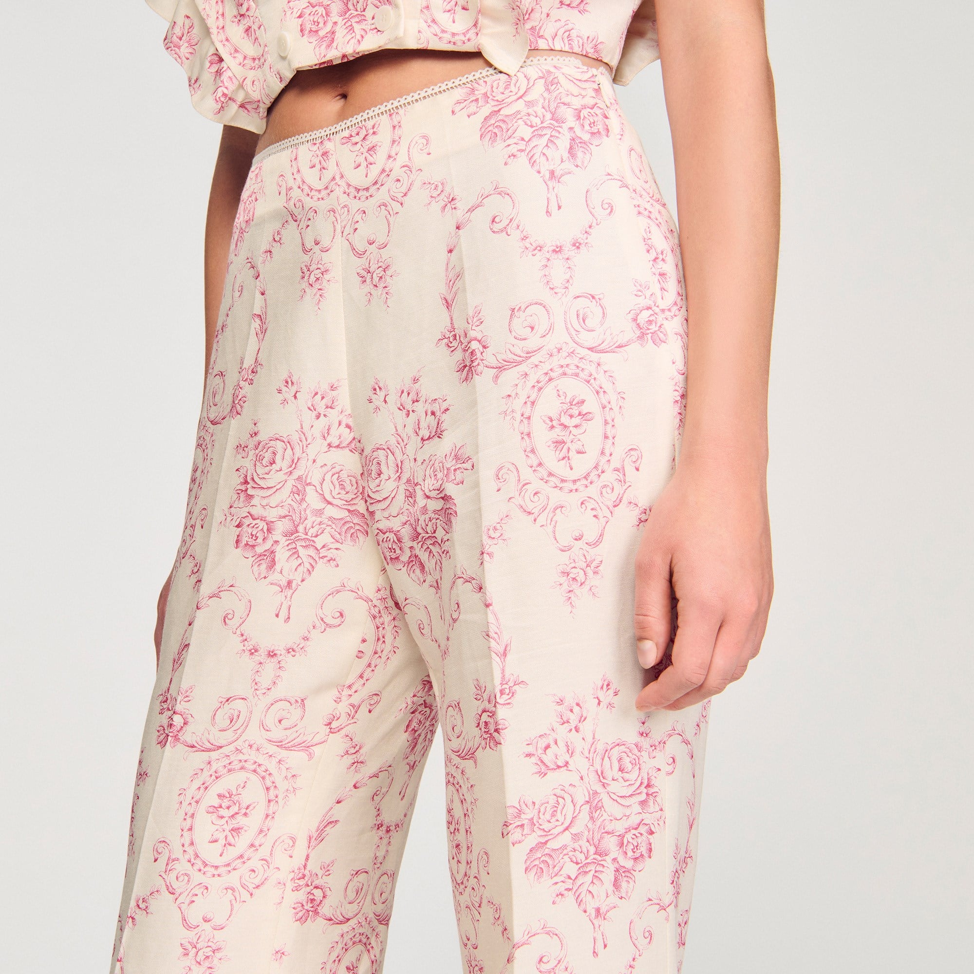 SANDROPembe Floral Desen Pantolon