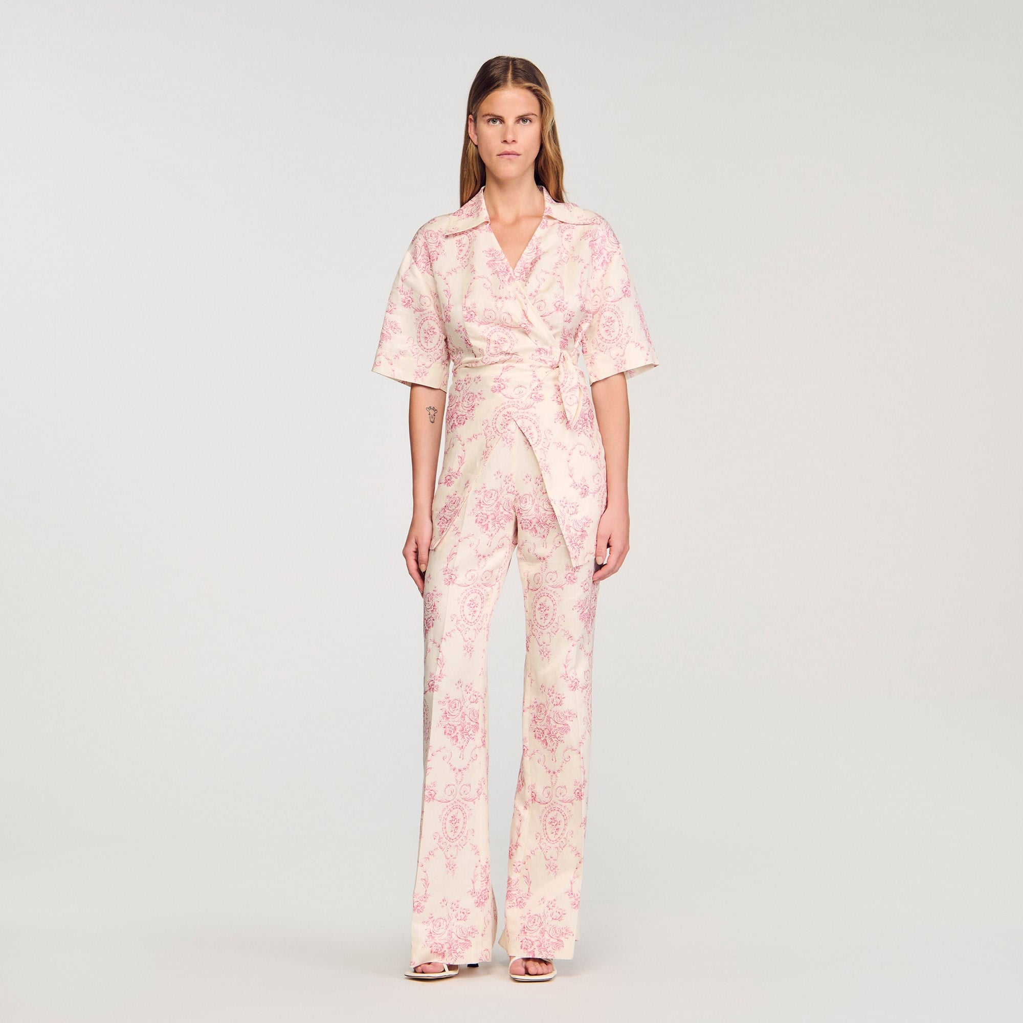 SANDROPembe Floral Desen Pantolon