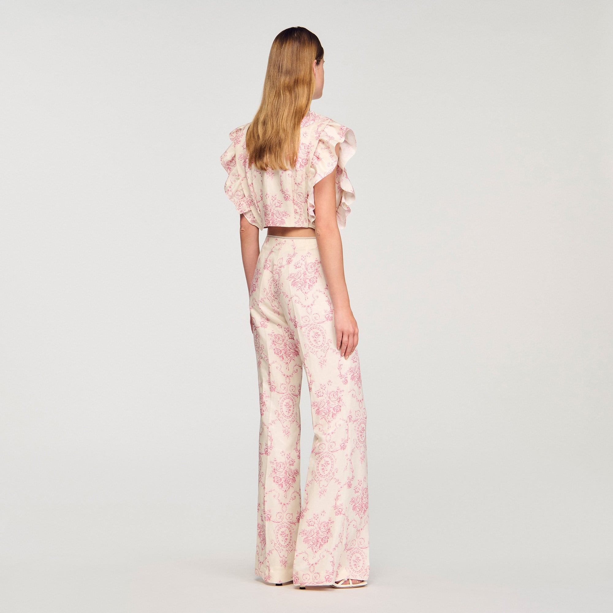 SANDROPembe Floral Desen Pantolon