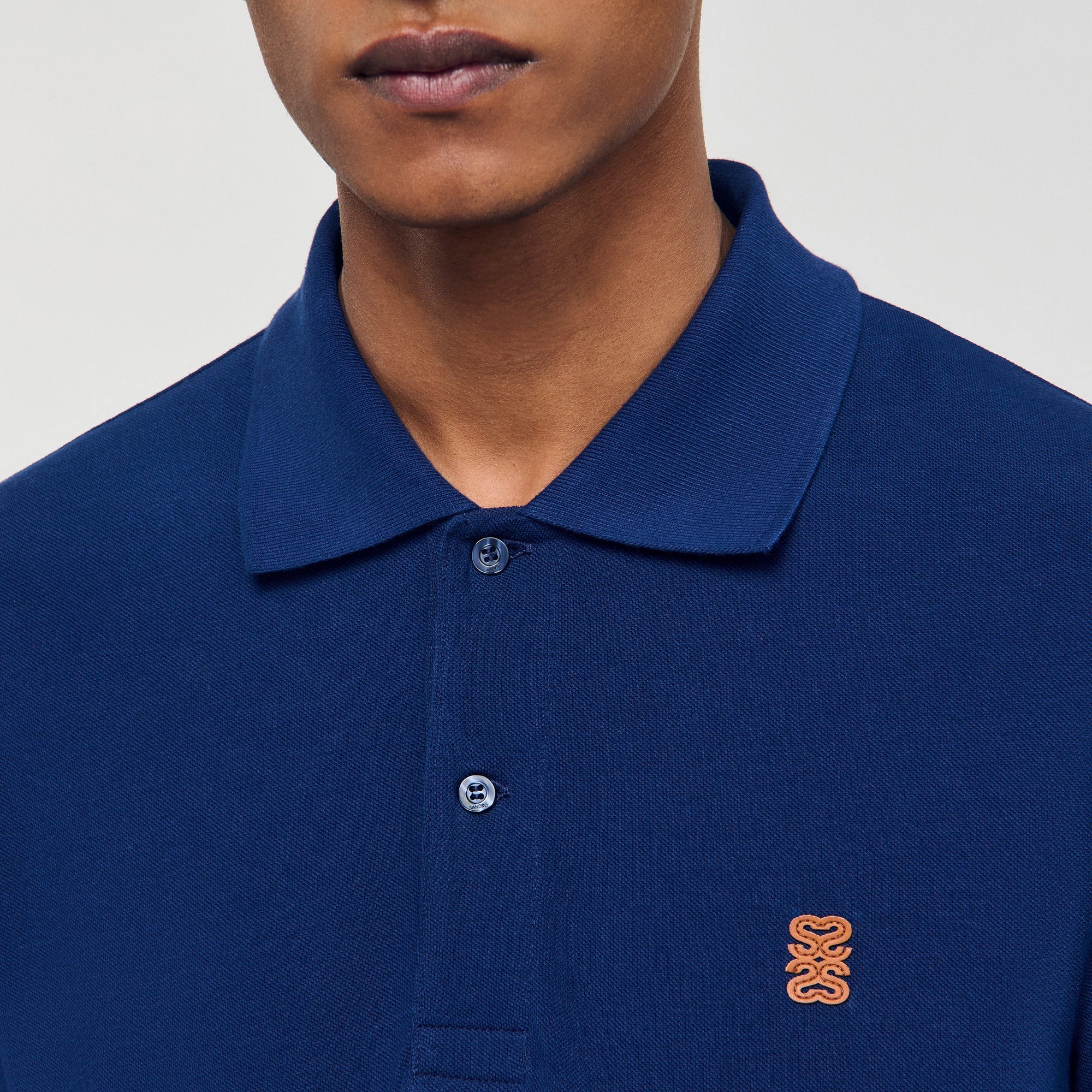 SANDROS Logo Lacivert Polo Yaka T-shirt