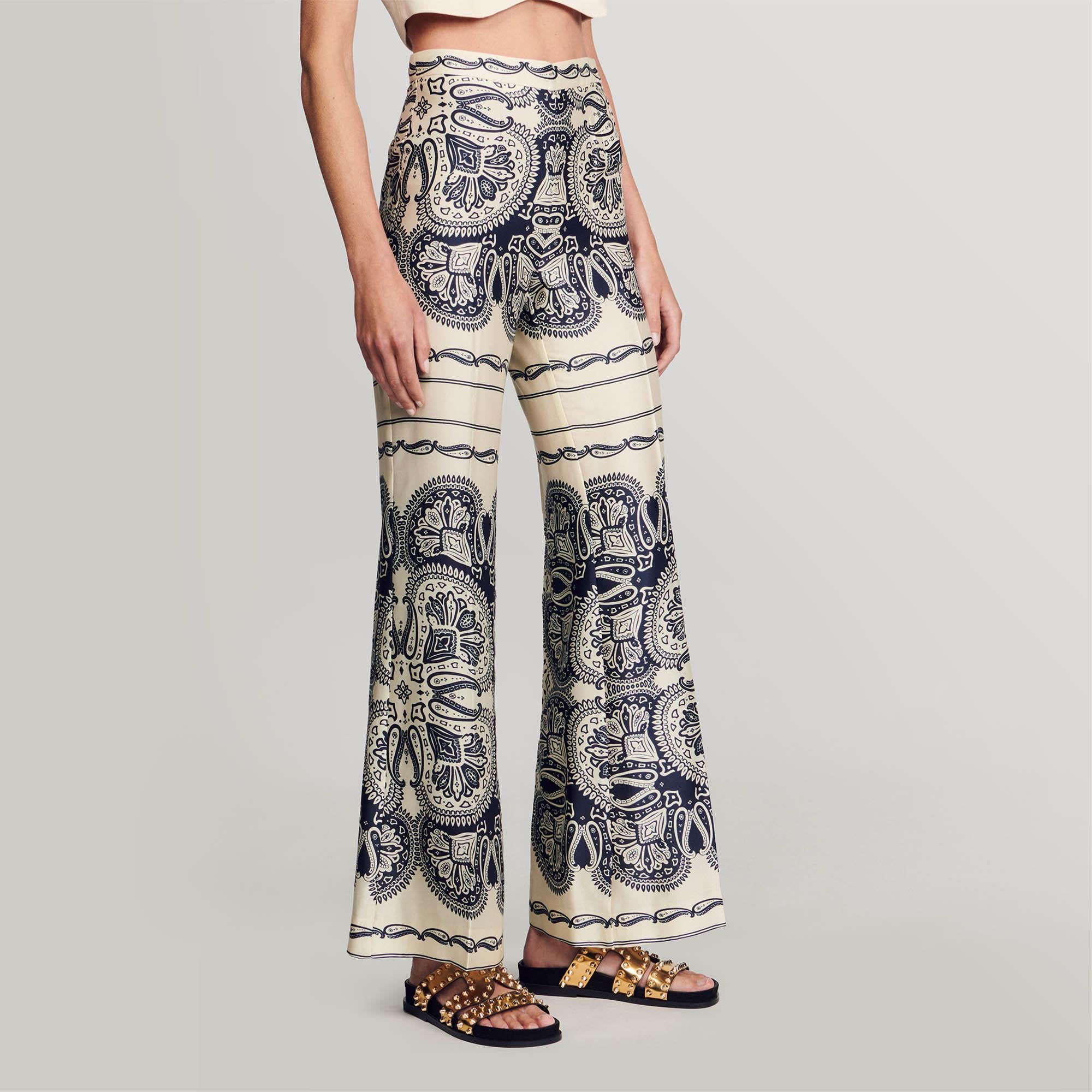 SANDROŞal Desenli İspanyol Paça Pantolon