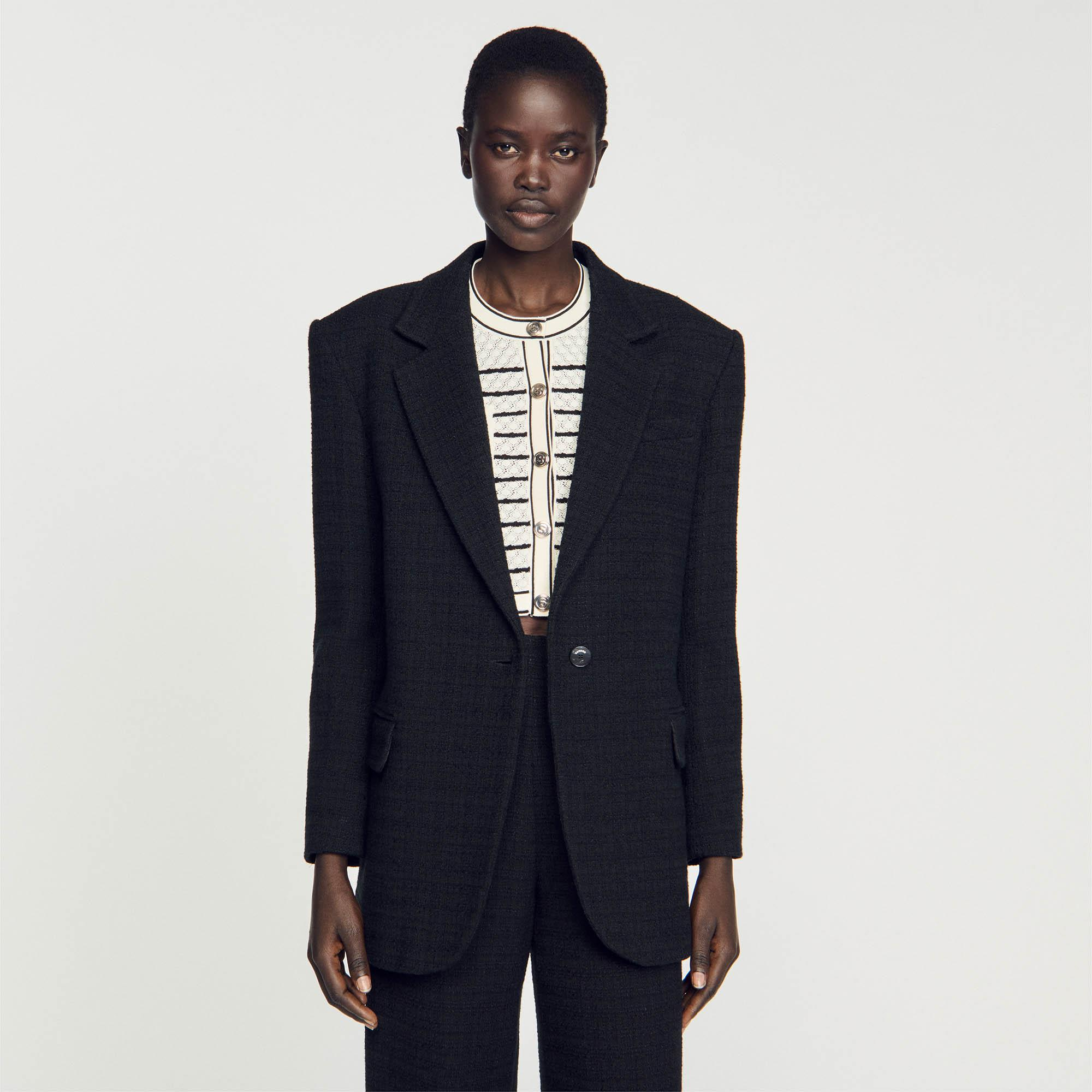 SANDROSiyah Tüvit Blazer Ceket