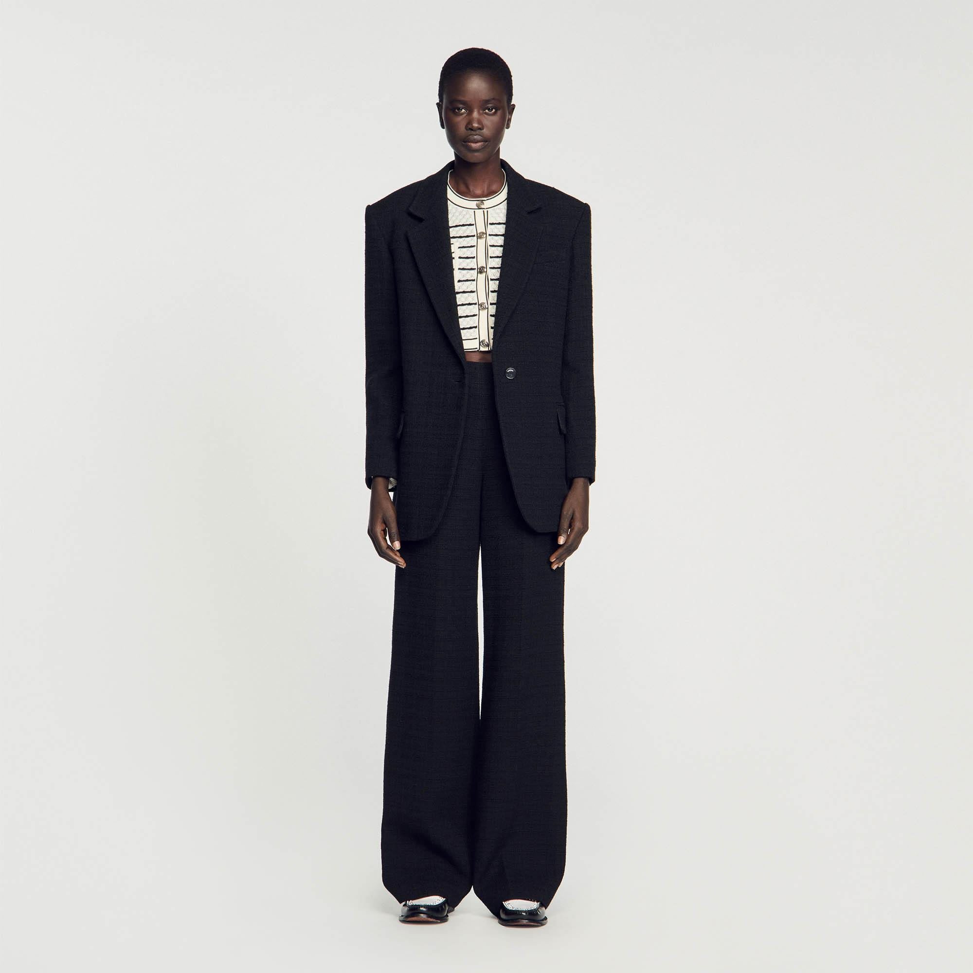 SANDROSiyah Tüvit Blazer Ceket