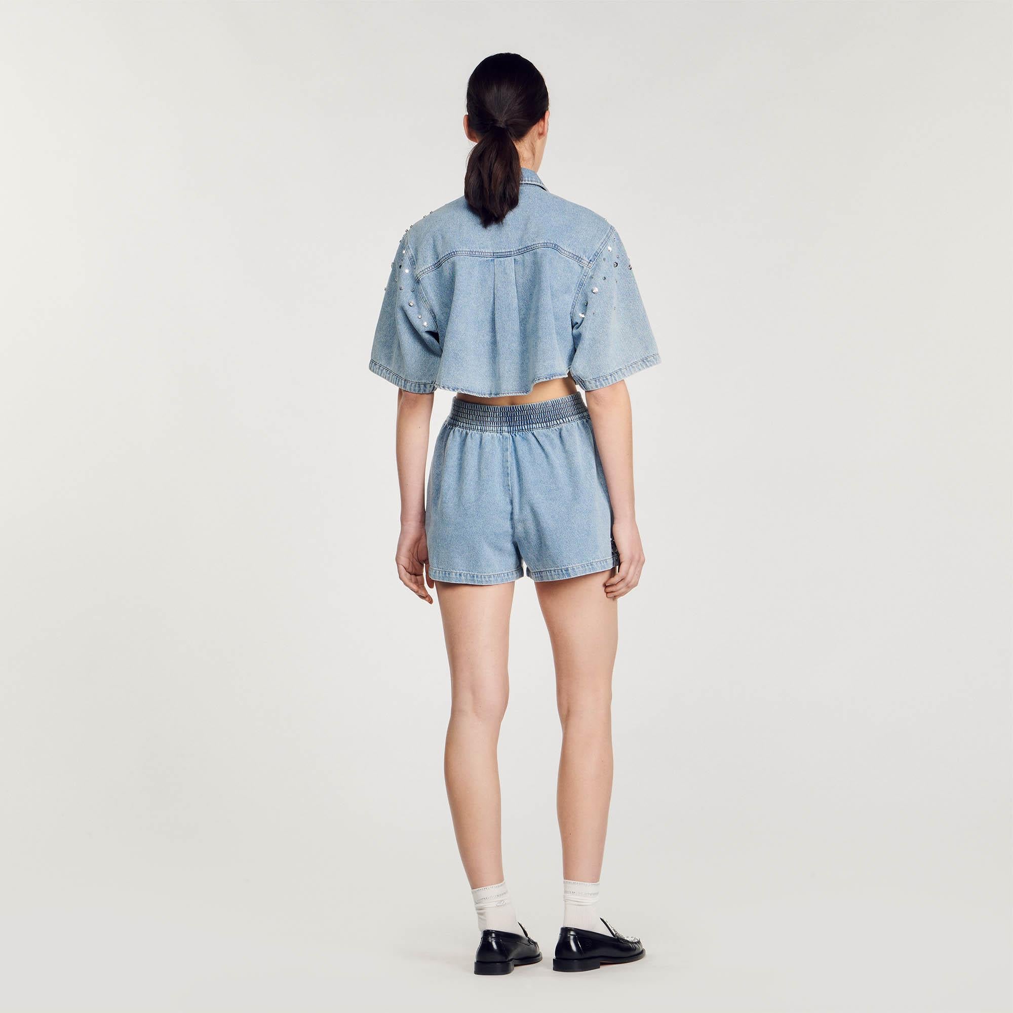 SANDROTaş İşlemeli Denim Şort