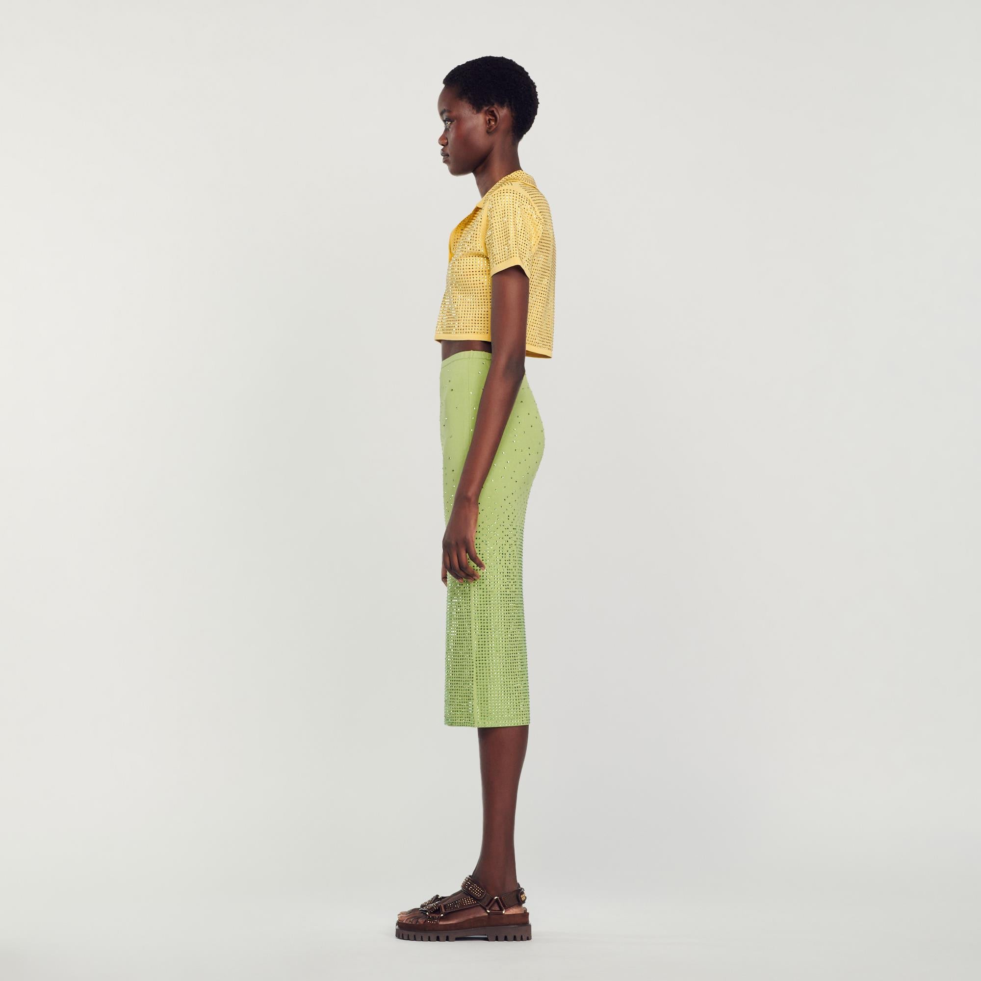 SANDROTaşlı Sarı Polo Yaka T-shirt