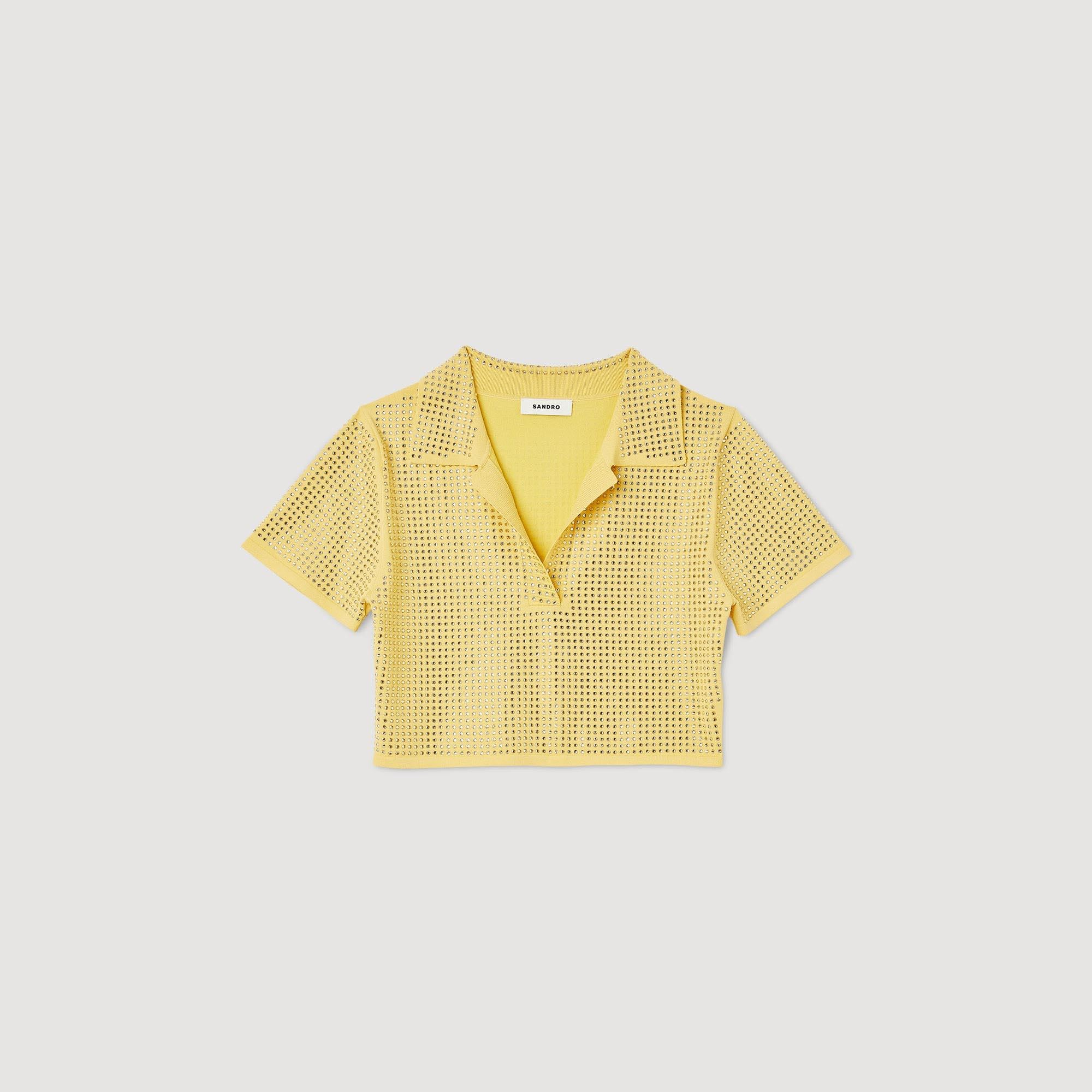 SANDROTaşlı Sarı Polo Yaka T-shirt