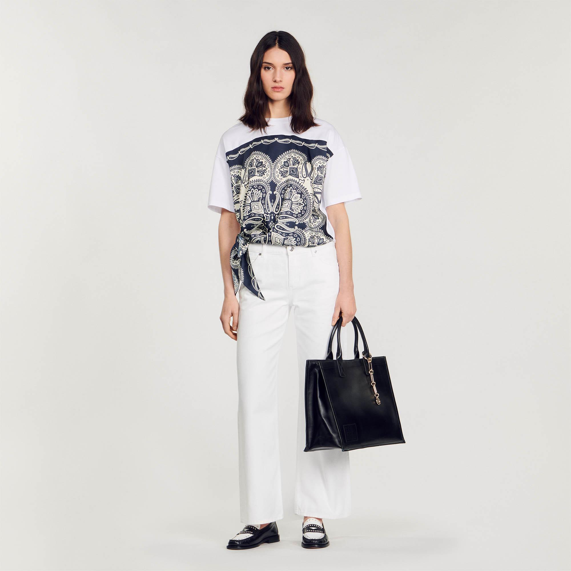 SANDROYandan Bağlamalı Desenli T-shirt