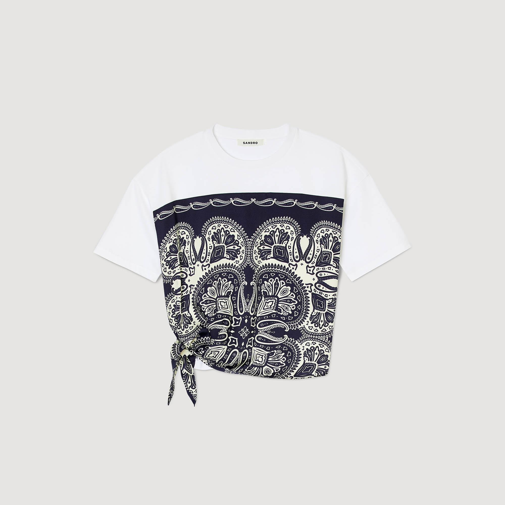 SANDROYandan Bağlamalı Desenli T-shirt