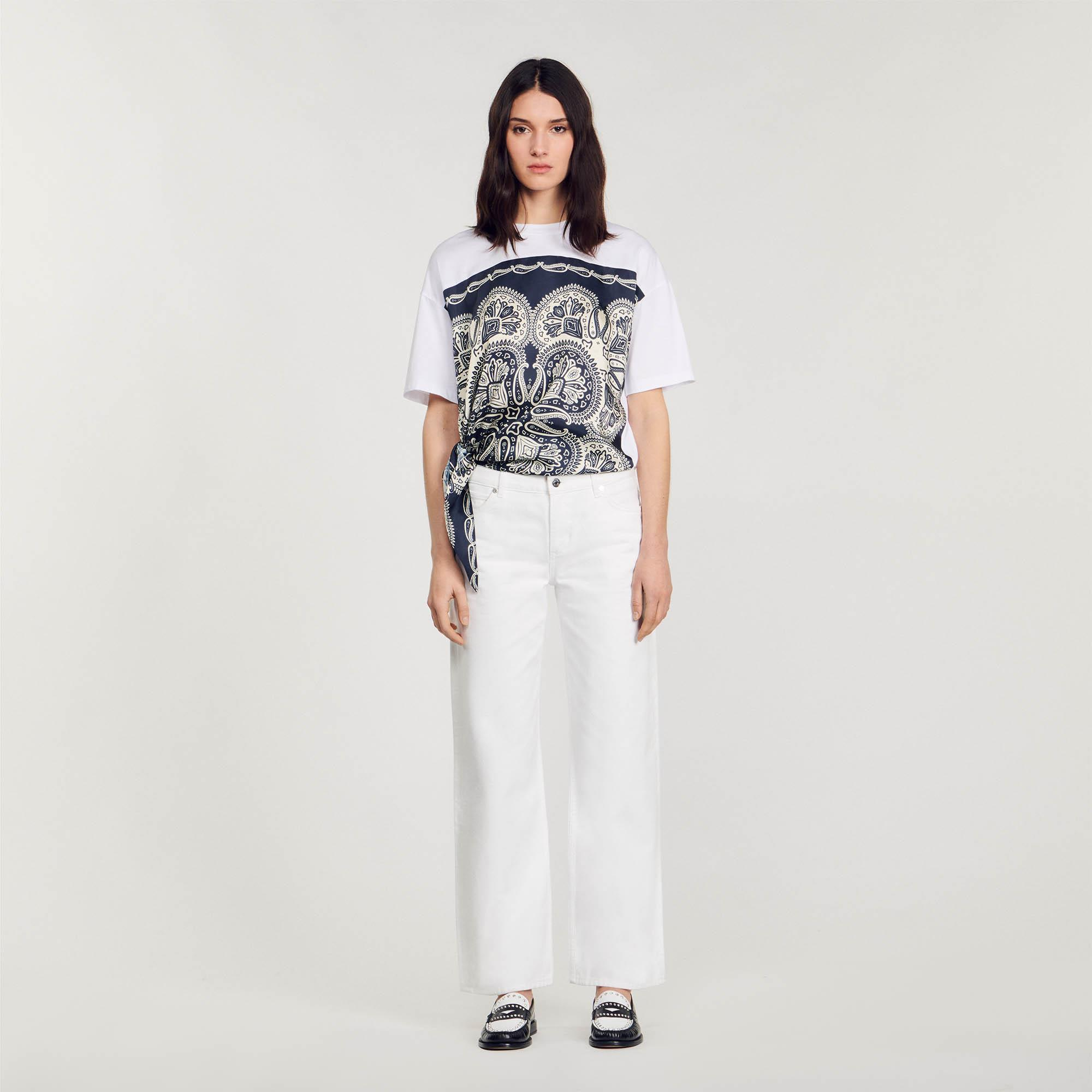SANDROYandan Bağlamalı Desenli T-shirt