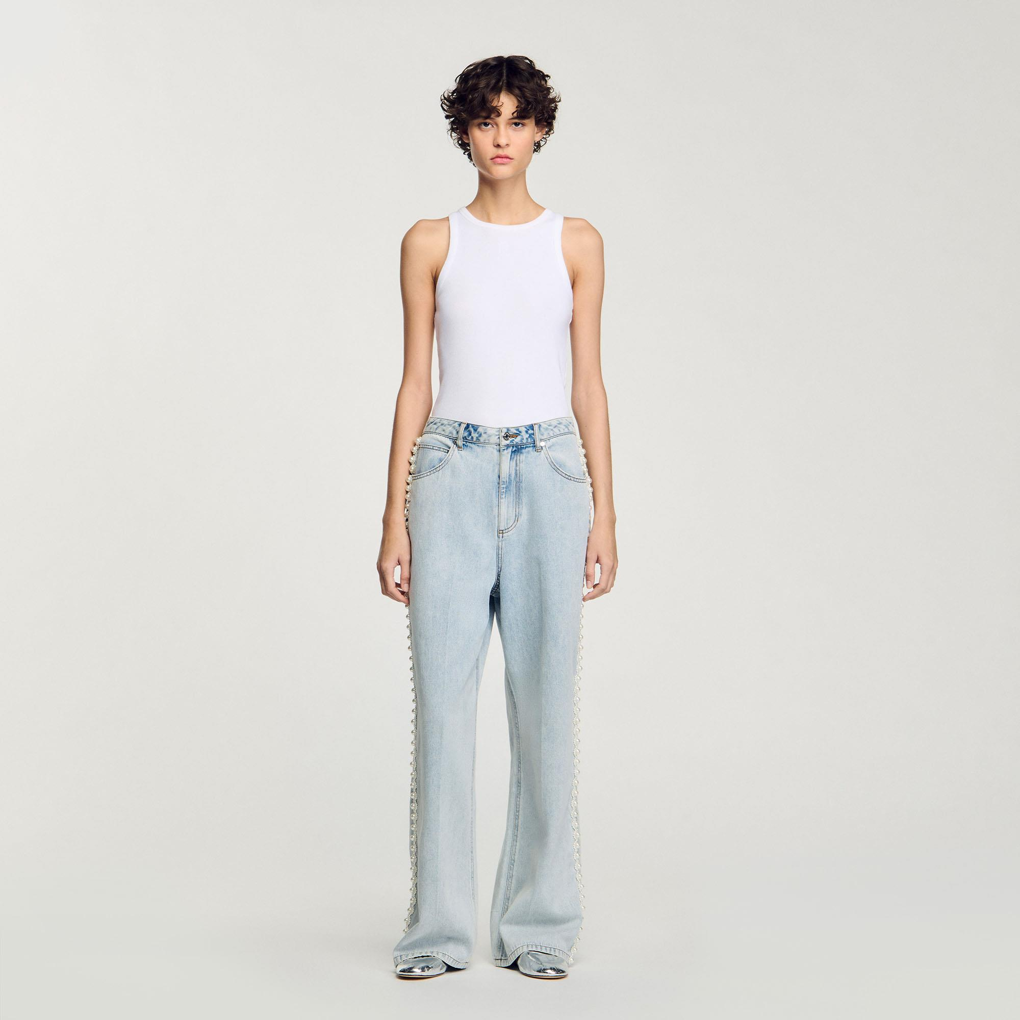 SANDROYanı İnci İşlemeli Jean Pantolon