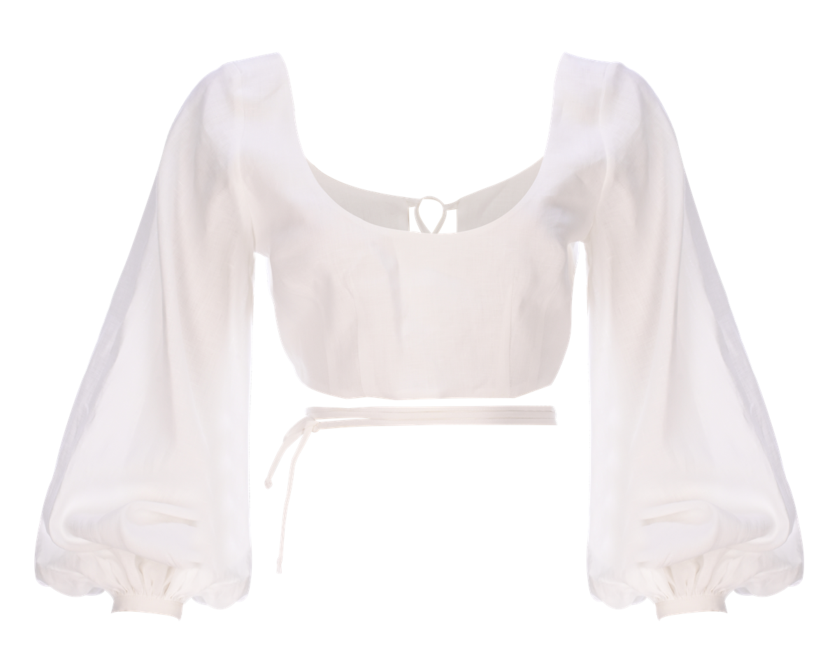 SanguelÇapraz Bağlamalı Keten Crop Bluz