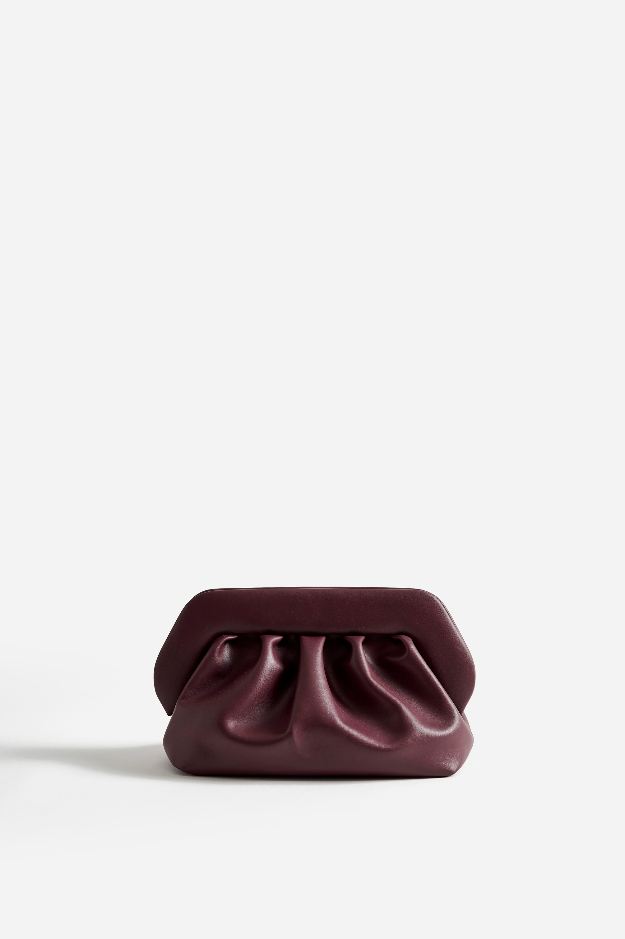 ThemoiréBordo Deri Büzgü Detaylı Clutch Çanta
