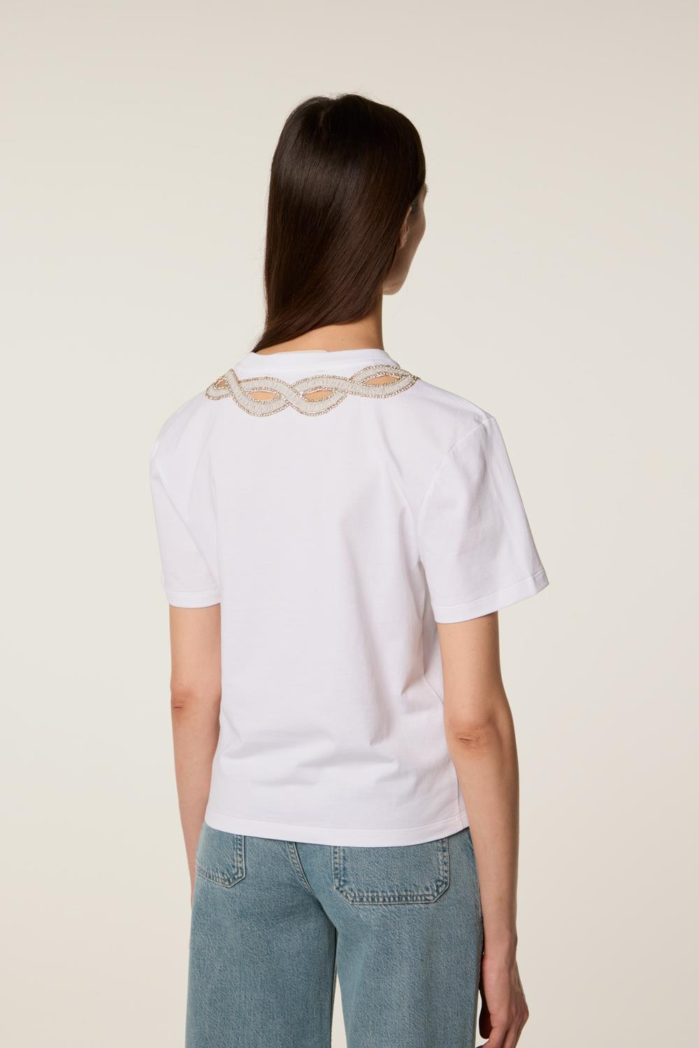 TresseBeyaz Taş İşlemeli T-shirt