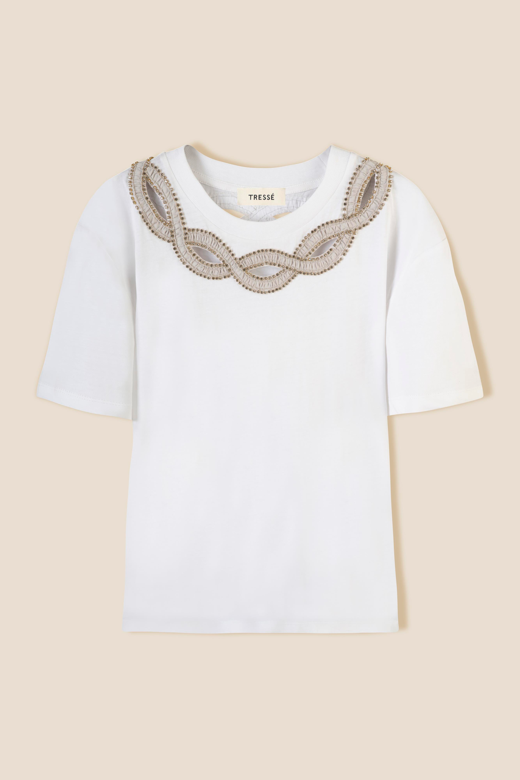 TresseBeyaz Taş İşlemeli T-shirt
