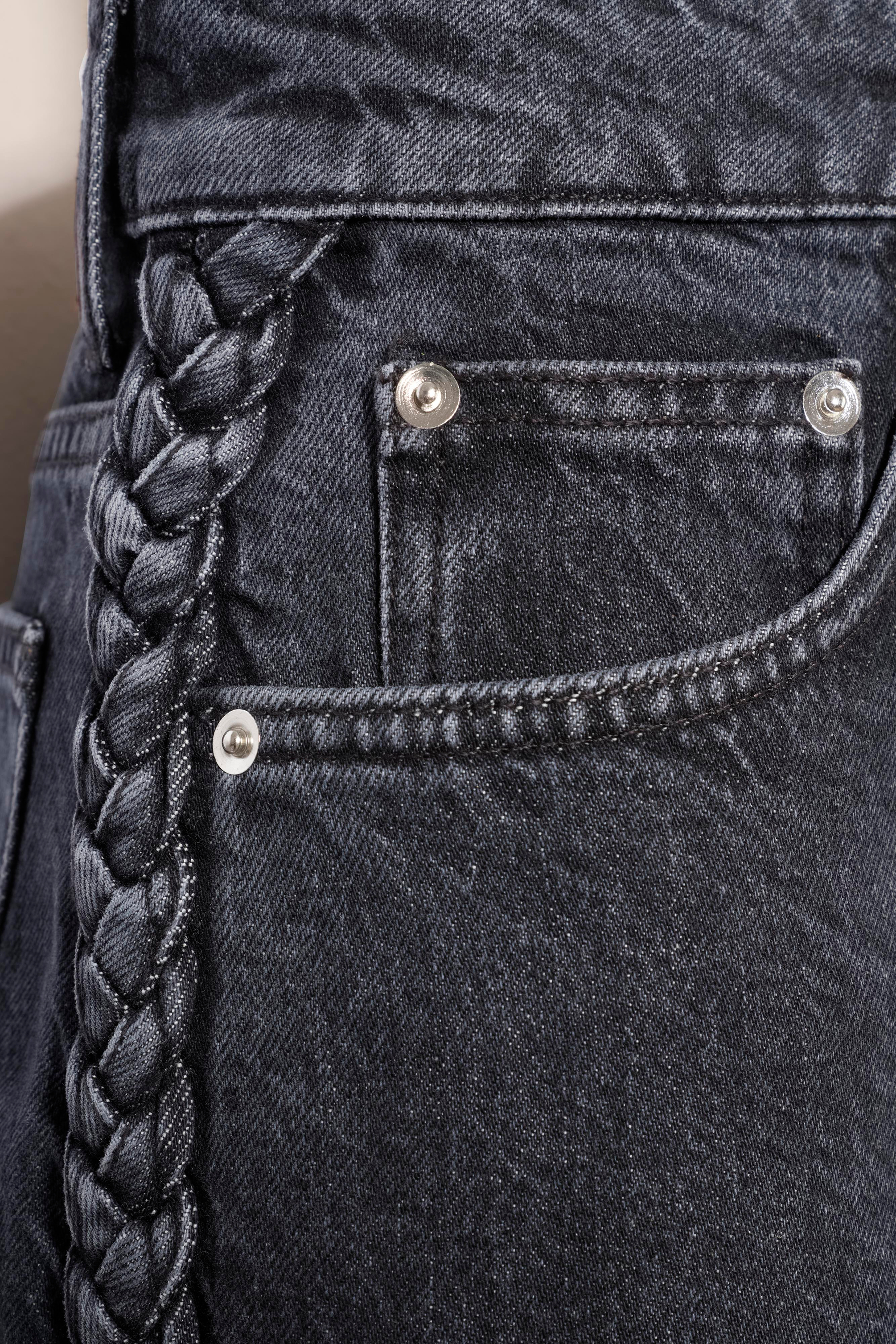 TresseÖrgü Detaylı Denim Pantolon