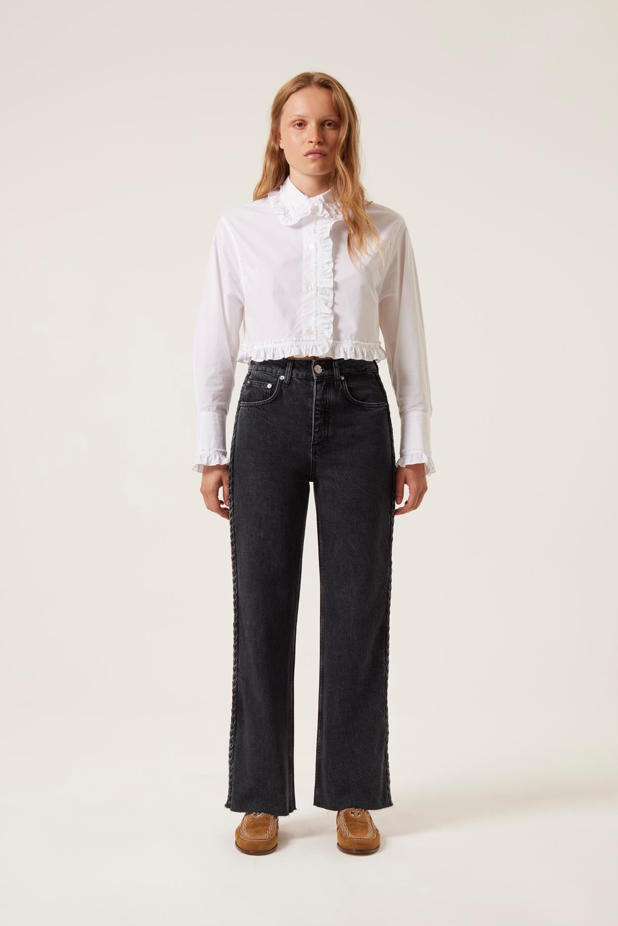 TresseÖrgü Detaylı Denim Pantolon