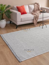 SARAZ HALI Bohem Coton Halı Gri Modern Tek Renk Coton