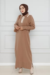 فستان تريكو بولو- لون مينك