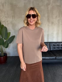 Bisiklet Yaka , Bej T-shirt