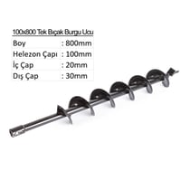 10 cm Tek Bıçak Toprak Burgu Ucu YP-TB-100X800