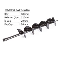 12 cm Tek Bıçak Toprak Burgu Ucu YP-TB-120X800