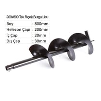 20 cm Tek Bıçak Toprak Burgu Ucu YP-TB-200X800