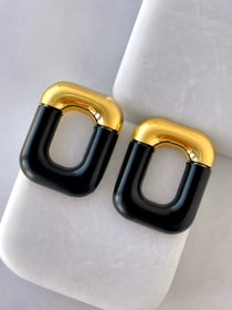 Gold Detaylı Mat Küpe Siyah