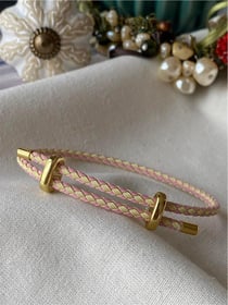 Çelik Detaylı Ayarlanabilir Butter Yellow&Pink Örgü Bileklik