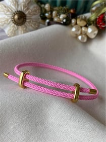 Çelik Detaylı Ayarlanabilir Pembe Örgü Bileklik