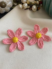 Hasır Pembe Papatya Küpe