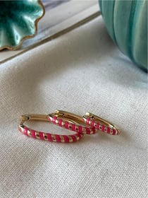 Üçlü Pembe Mineli Burgu Oval Küpe